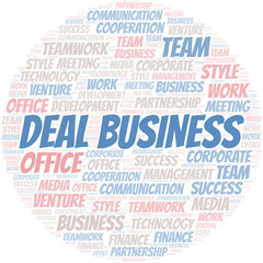 Obraz premium Deal Business word cloud. Collage made with text only.