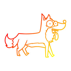 warm gradient line drawing cartoon happy dog