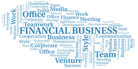 Financial Business word cloud. Collage made with text only.