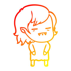 warm gradient line drawing cartoon undead vampire girl