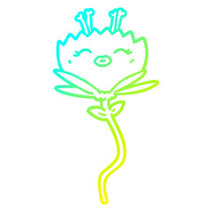 cold gradient line drawing happy cartoon flower