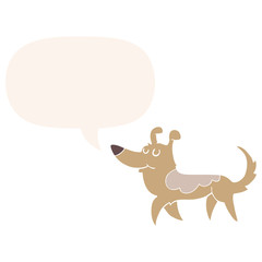 cartoon dog and speech bubble in retro style