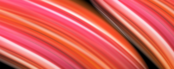 Abstract wave lines fluid rainbow style color stripes on black background. Artistic illustration for presentation, app wallpaper, banner or poster