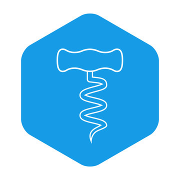 recommend clip art: Icono plano lineal sacacorchos en hexágono color azul