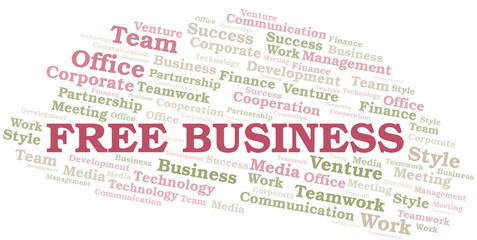 Free Business word cloud. Collage made with text only.