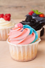 colorful cupcakes with different Tastes. Small beautifull cakes
