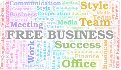 Free Business word cloud. Collage made with text only.