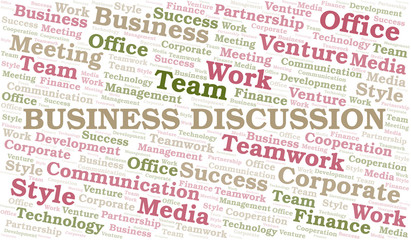 Fototapeta premium Business Discussion word cloud. Collage made with text only.