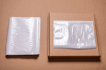 Plastic holder, for shipping label