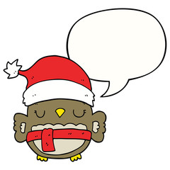 cute christmas owl and speech bubble