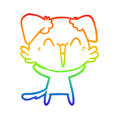 rainbow gradient line drawing happy little dog cartoon