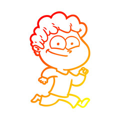 warm gradient line drawing cartoon happy man