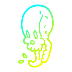 cold gradient line drawing cartoon gross skull