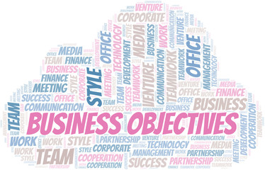 Obraz premium Business Objectives word cloud. Collage made with text only.