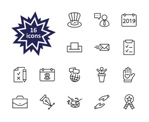 International Presidents Day Set Line Vector Icons. Contains such Icons as Hat, President, Voting, USA, Flag, Elections, Government, Ballot, Box, Check, Politics and more Editable Stroke 32x32 Pixels