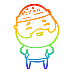 rainbow gradient line drawing cartoon happy bearded man