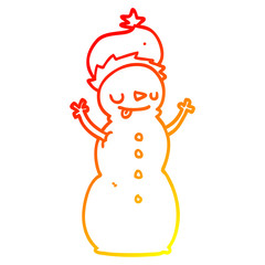 warm gradient line drawing cartoon christmas snowman