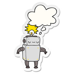 cartoon robot and thought bubble as a printed sticker