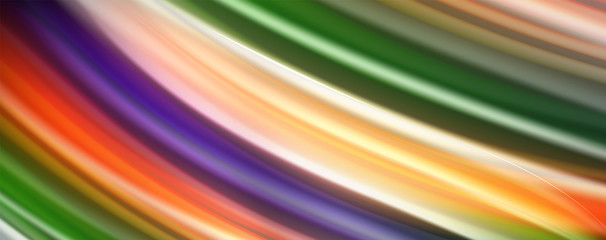 Modern rainbow liquid color flow colorful poster. Wave Liquid shape in black color background. Abstract composition