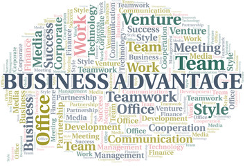 Business Advantage word cloud. Collage made with text only.