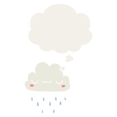 cartoon storm cloud and thought bubble in retro style