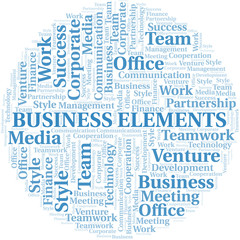 Business Elements word cloud. Collage made with text only.