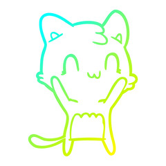 cold gradient line drawing cartoon happy cat