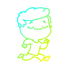 cold gradient line drawing cartoon peaceful man running