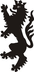 Fototapeta premium Heraldic lion tattoo. Black / white silhouette
