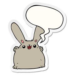 cartoon rabbit and speech bubble sticker
