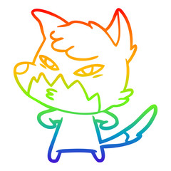 rainbow gradient line drawing clever cartoon fox
