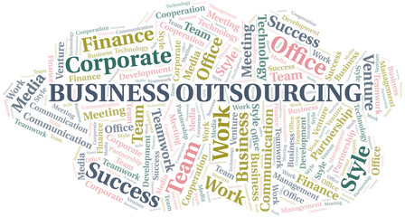 Business Outsourcing word cloud. Collage made with text only.
