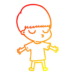 warm gradient line drawing cartoon calm boy