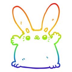 rainbow gradient line drawing cartoon rabbit