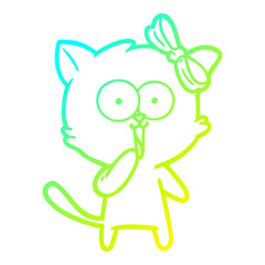 cold gradient line drawing cartoon cat