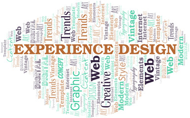 Experience Design word cloud. Wordcloud made with text only.