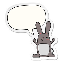 cartoon rabbit and speech bubble sticker