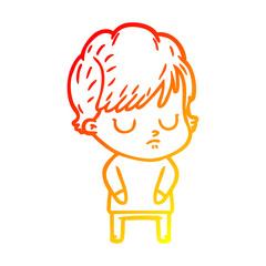 warm gradient line drawing cartoon woman