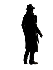 Walking Man with Trenchcoat 3-D-Illustration