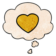 cartoon love heart and thought bubble in grunge texture pattern style