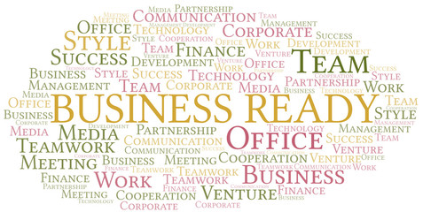 Fototapeta premium Business Ready word cloud. Collage made with text only.
