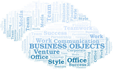 Obraz premium Business Objects word cloud. Collage made with text only.