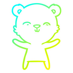 cold gradient line drawing happy cartoon polar bear