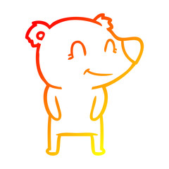 warm gradient line drawing friendly bear cartoon