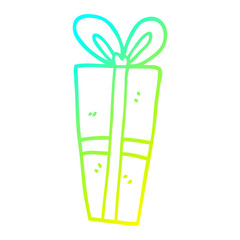 cold gradient line drawing cartoon wrapped gift