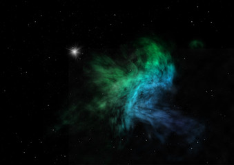 Star field in space and a nebulae. 3D rendering