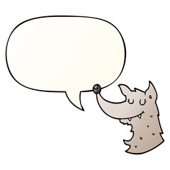 cartoon wolf and speech bubble in smooth gradient style