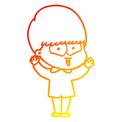 warm gradient line drawing cartoon happy boy