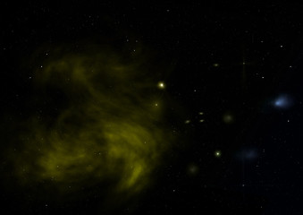 Star field in space and a nebulae. 3D rendering