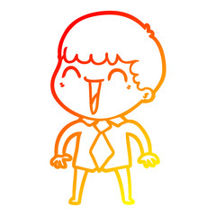 warm gradient line drawing cartoon happy man